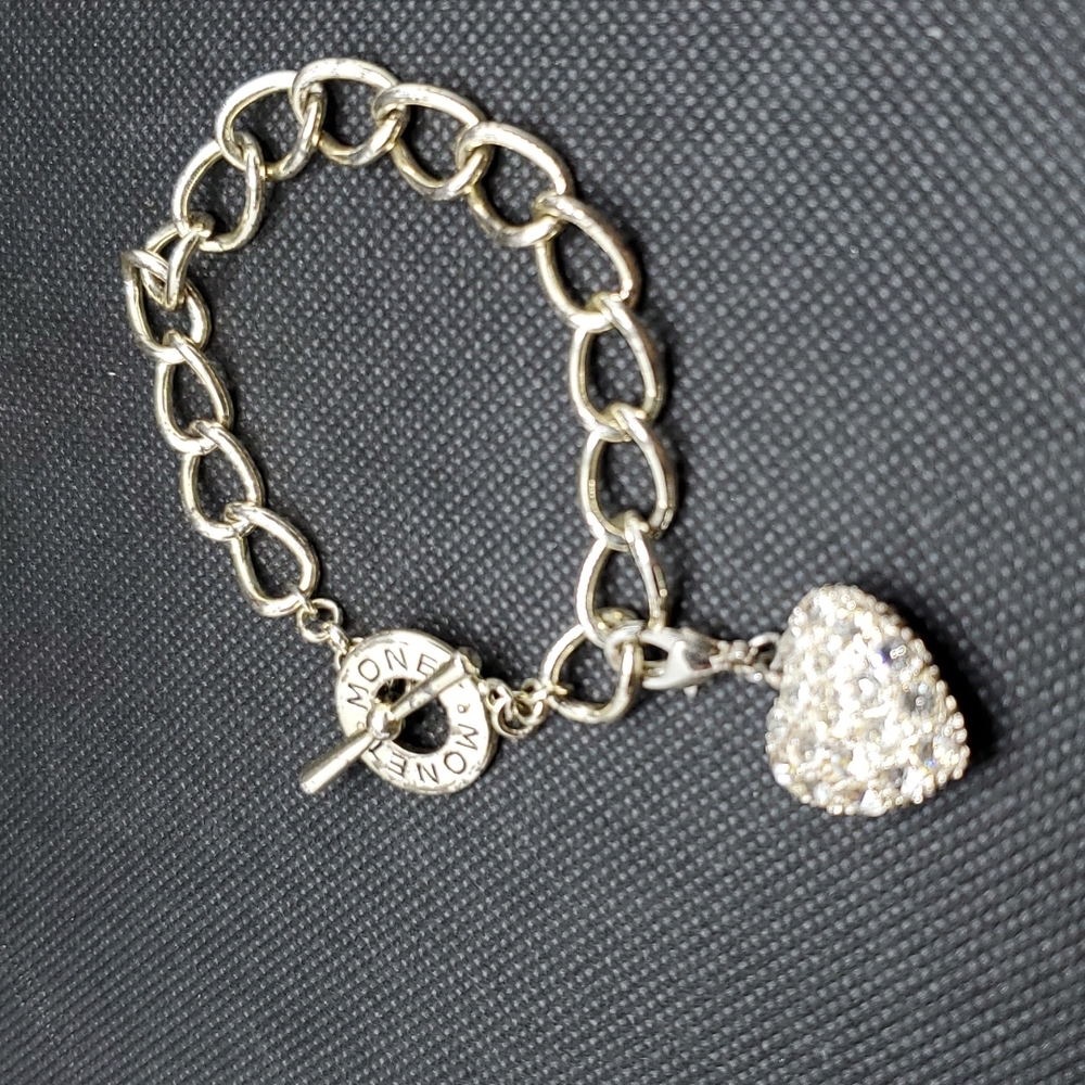 MONET PAVE HEART CHAIN LINK BRACELET